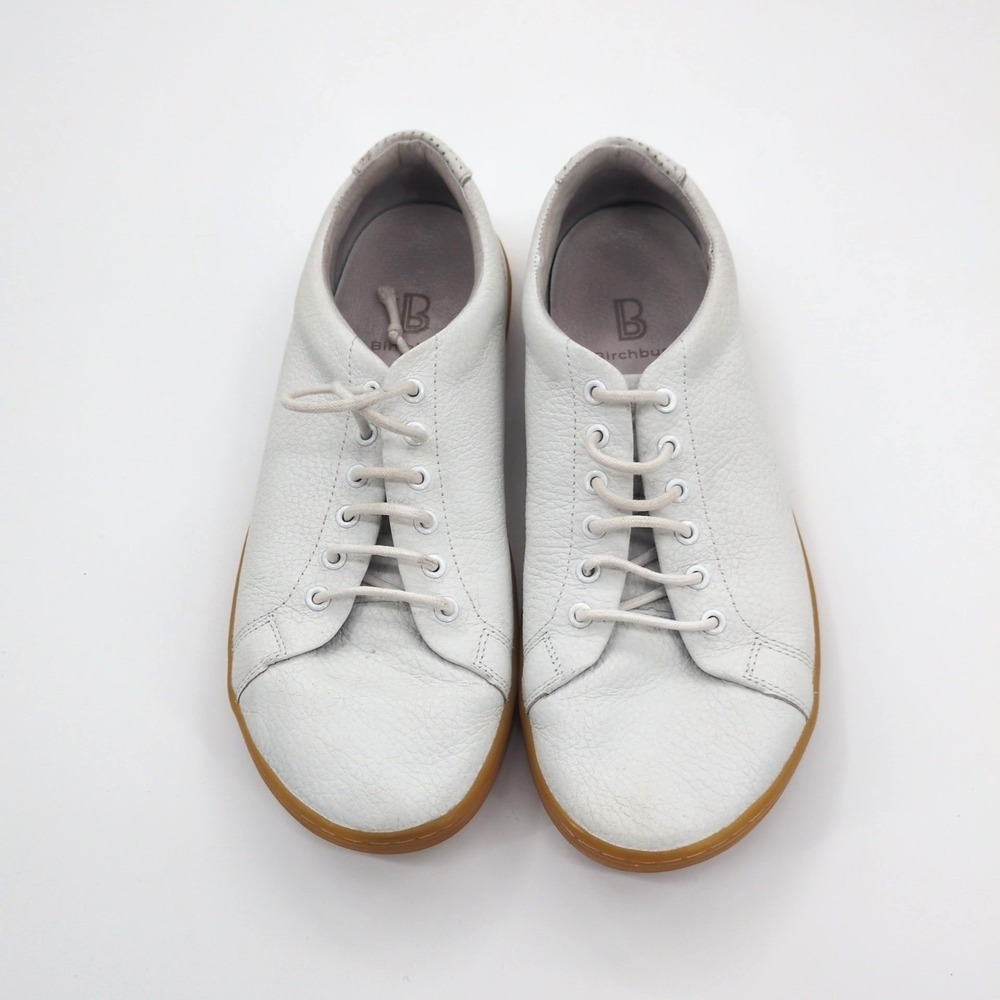 Birchbury Bramfords Shoes Mens 10 White Leather Minimalist Barefoot Gum Sole EUC - Picture 2 of 6
